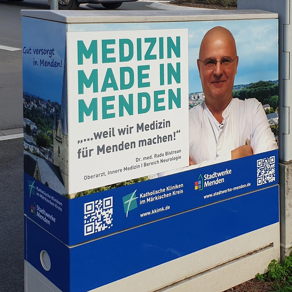 Beklebter Verteilerkasten - Medizin made in Menden
