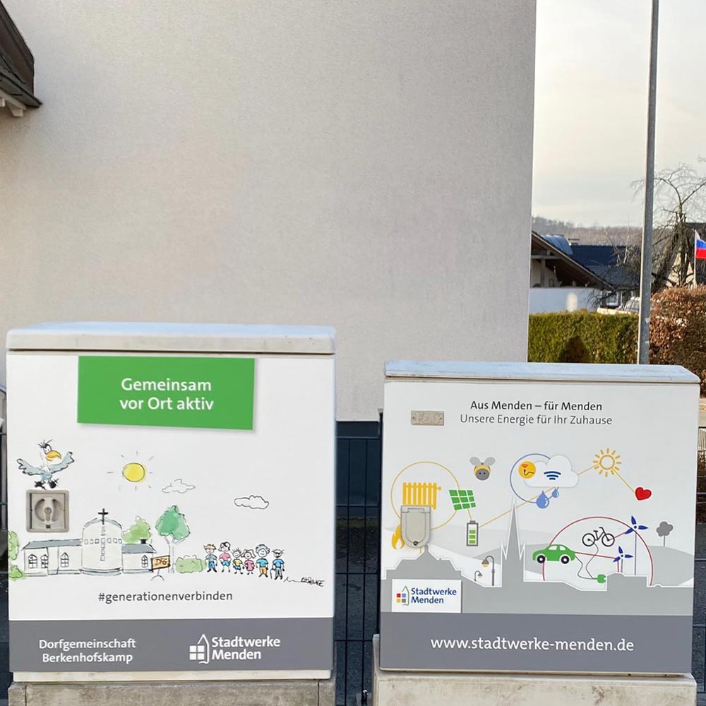Beklebter Verteilerkasten - Dorfgemeinshaft Berkenhofskamp
